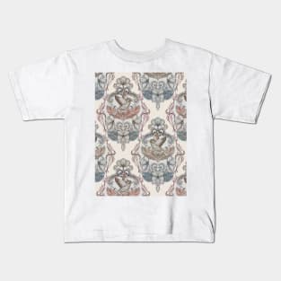 Woodland Birds - hand drawn vintage illustration pattern in neutral colors Kids T-Shirt